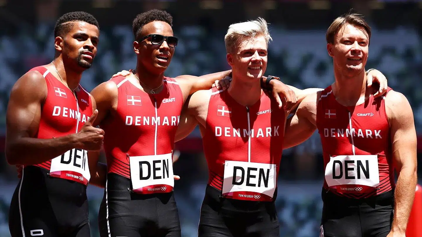 De danske atleter: Kojo Musah, Tazana Kamanga-Dyrbak, Simon Hansen og Frederik Schou-Nielsen,