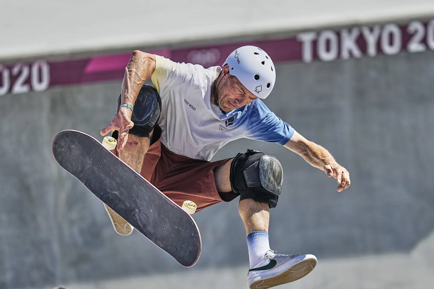 Rune Glifberg var med sine 46 år på bagen den ældste på startlisten ved OL i Tokyo. Kim Price/Ritzau Scanpix