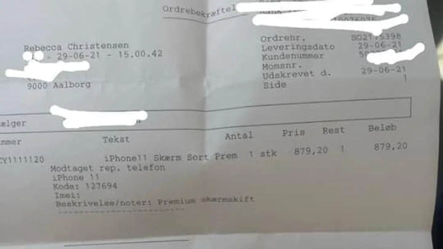 Her kan du se, at Rebecca Christensen har indleveret telefonen 29. juni.
