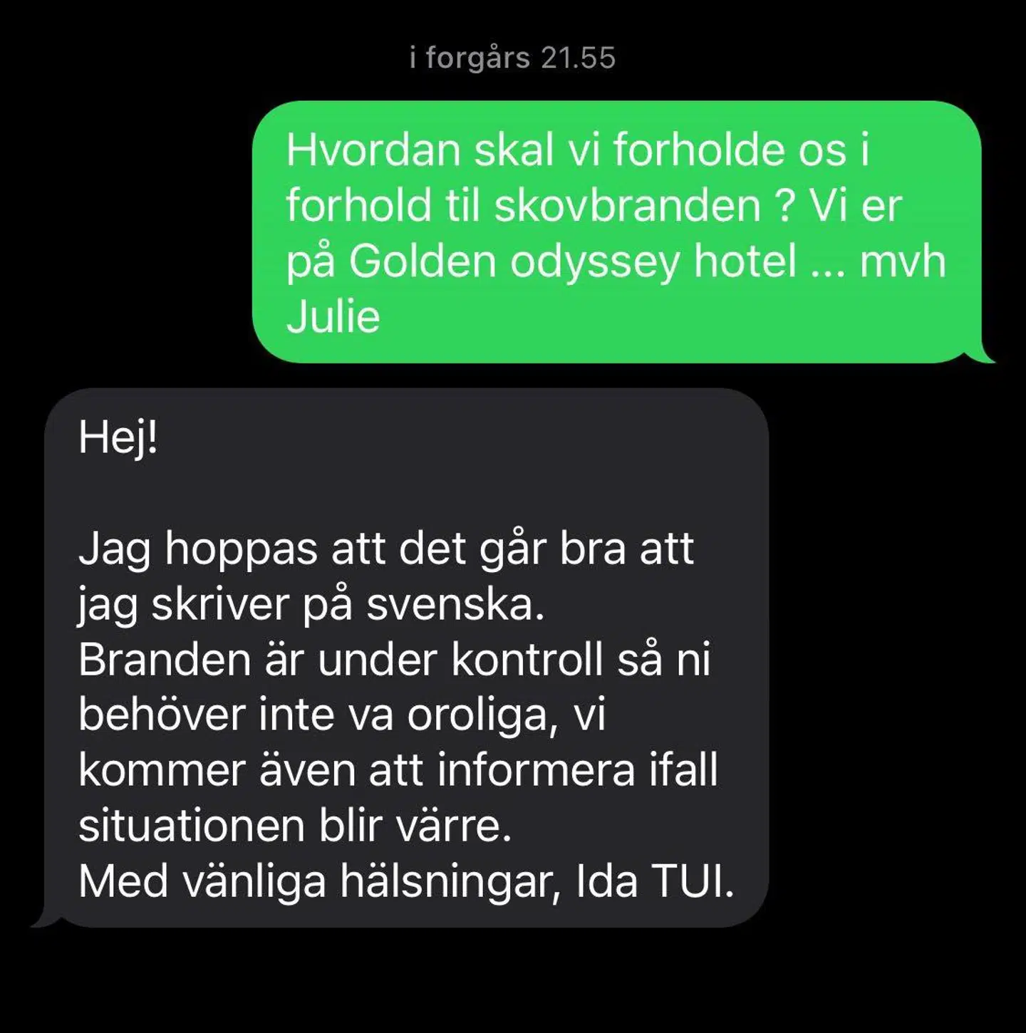 Her kan korrespondancen mellem Julie og Tui ses. Foto: Privat.