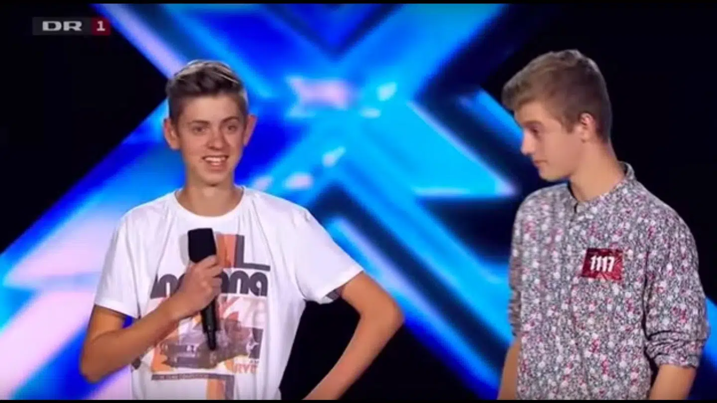 Albert Dyrlund og Anton Cornelius i 'X Factor' tilbage i 2014.