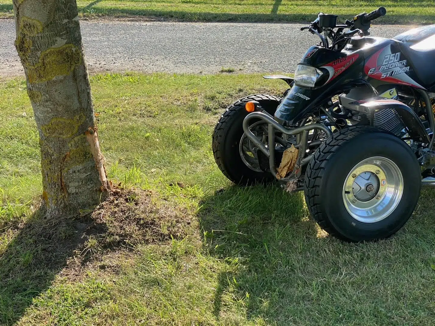 En ung dreng kørte ind i et træ. Han er kommet slemt til skade, lyder meldingen fra politiet. Foto: Presse-fotos.dk