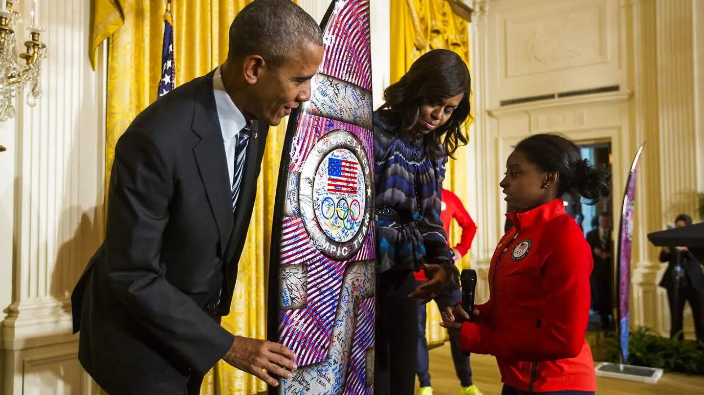 Simone Biles mødte det daværende præsidentpar, Barack og Michelle Obama.