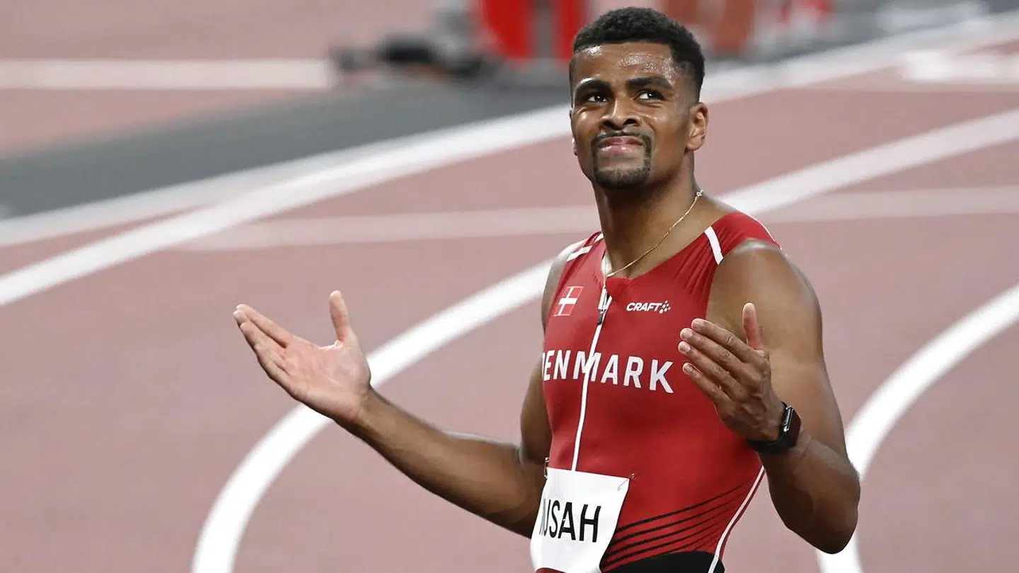 Kojo Musah fra Danmark løber 100 meter indledende heat på det Olympiske Stadion i Tokyo ved Tokyo 2020 Olympiske Lege lørdag den 31. juli 2021. (Foto: Lars Møller/Ritzau Scanpix 2021)