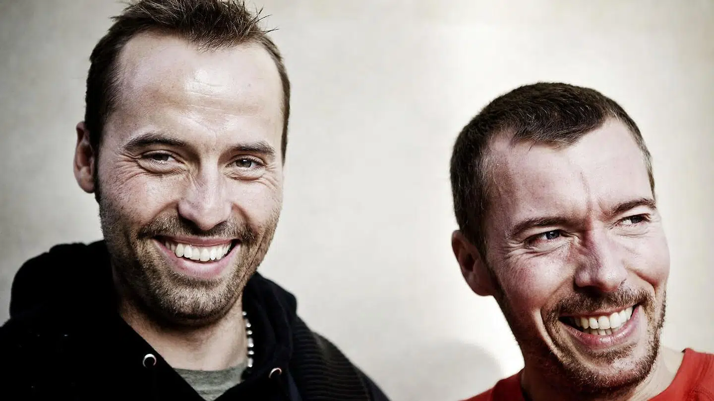 Torben Chris og hans kollega Thomas Hartmann, som han er tour-aktuel med til efteråret med showet 'Men's Room 4'.