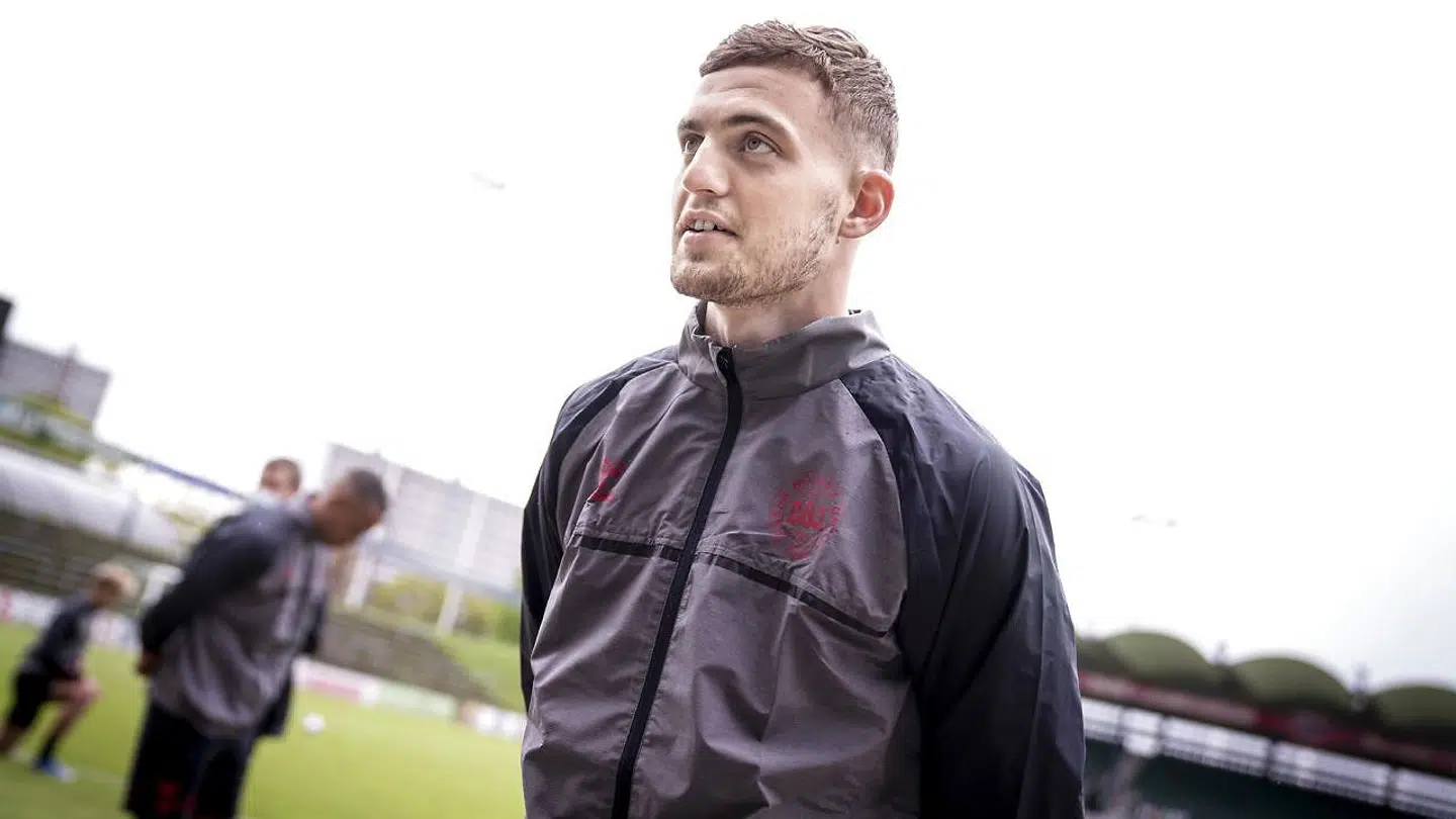 Jacob Bruun Larsen under U21-landsholdet træning på Galdsaxe Stadion.