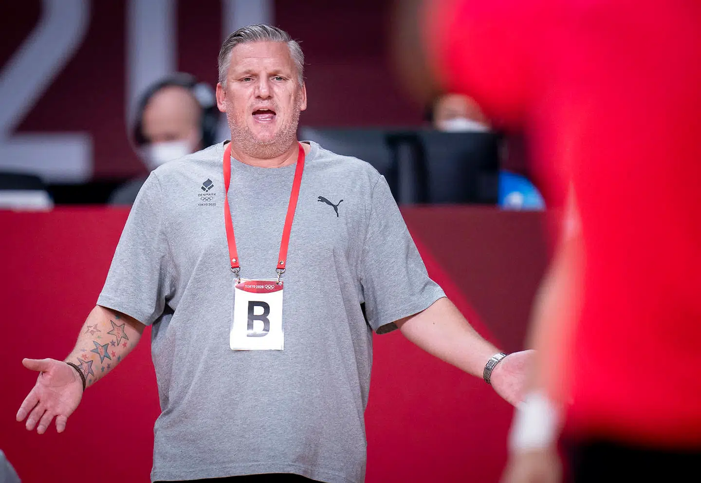 Landstræner Nikolaj Jacobsen under håndboldkampen mellem Danmark-Egypten, mandag den 26. juli 2021.(Foto: Liselotte Sabroe/Ritzau Scanpix)