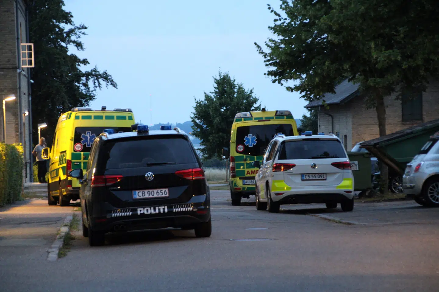 Politiet var massivt til stede ved det psykiatriske center. Foto: presse-fotos.dk.