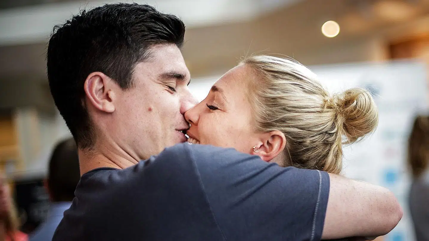 Jeanette Ottesen og manden Marco Loughran efter OL i Rio i 2016.