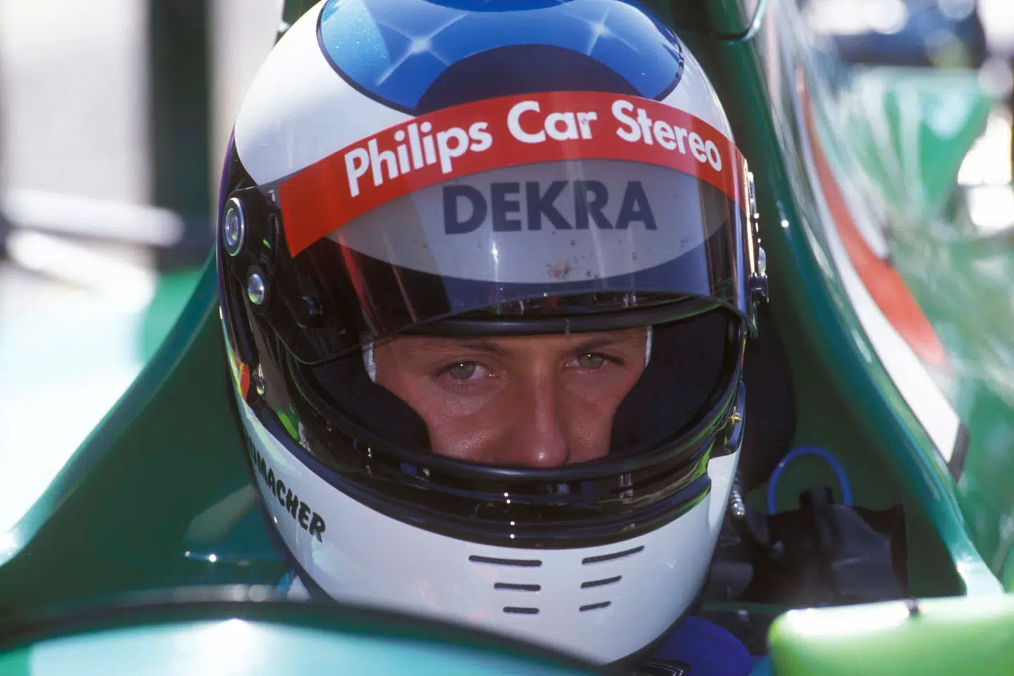 Michael Schumacher før sin debut i Jordan-raceren på Spa-Francorchamps i 1991.