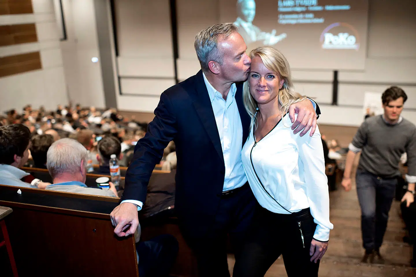 Pernille Vermund og Lars Tvede på CBS, hvor han holdte foredrag for de studerende.