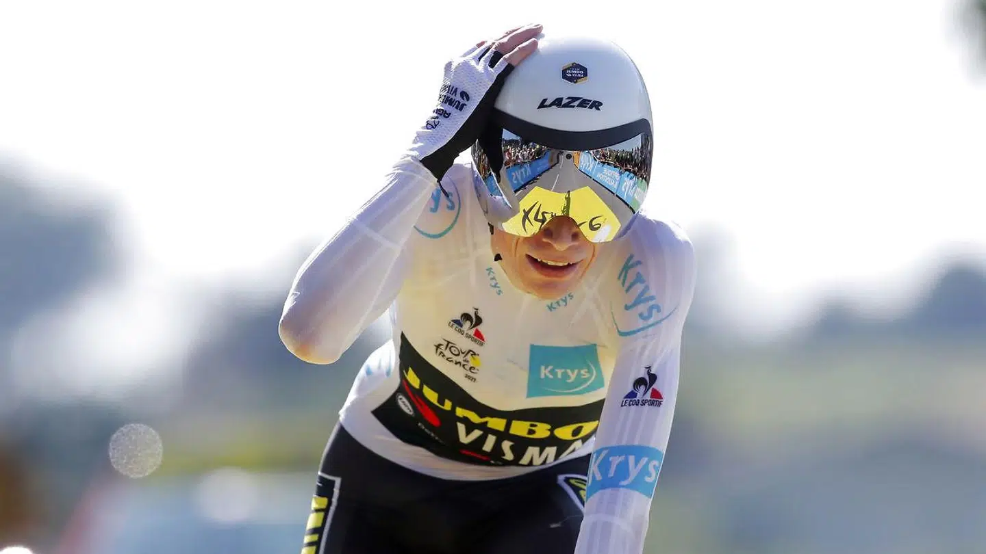 Jonas Vingegaard, da han kom i mål på 20. etape.