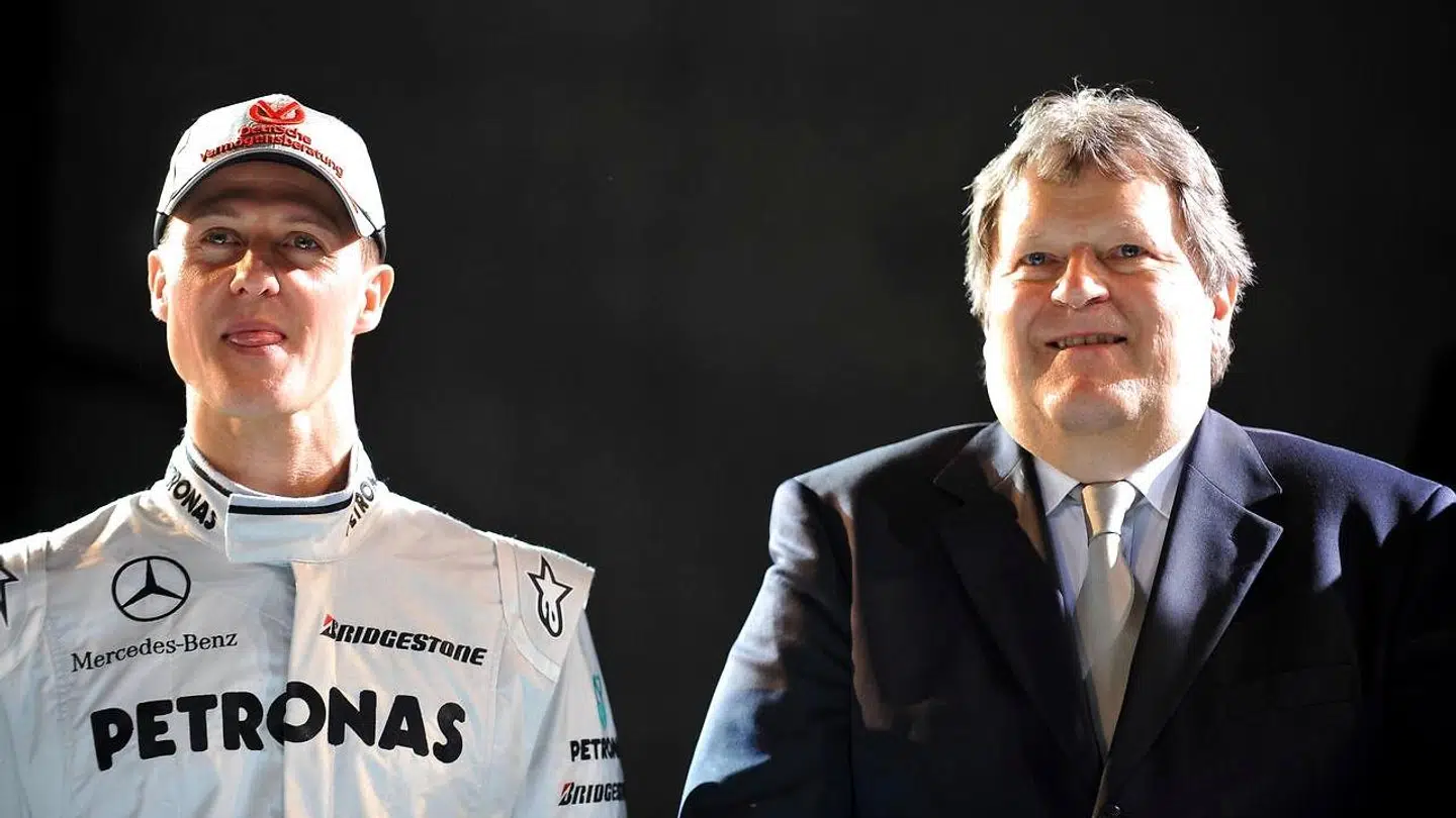 Michael Schumacher (tv.) og Norbert Haug (th.).