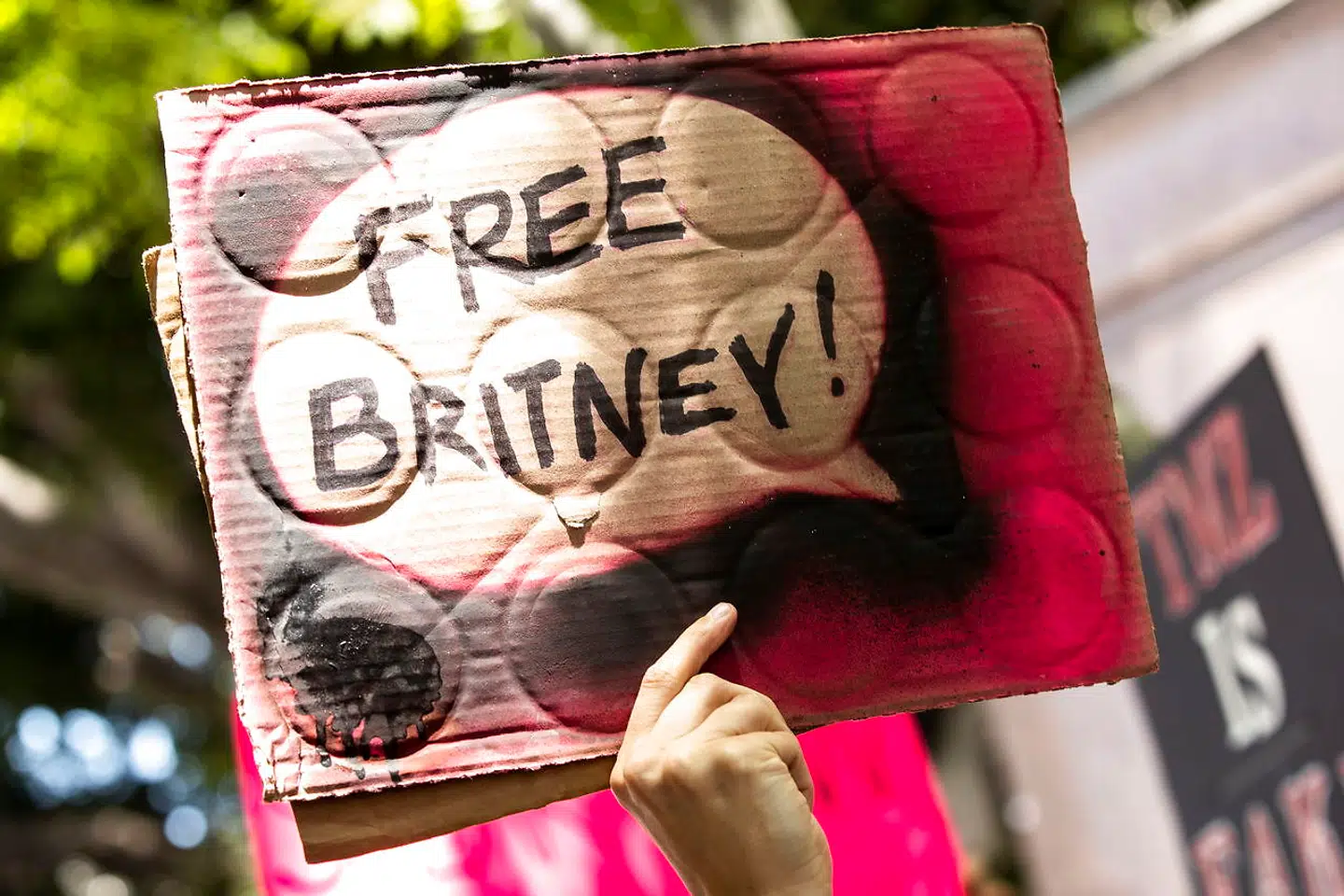 Britney Spears har stadig massiv opbakning fra sine fans, der bruger sloganet 'Free Britney', befri Britney.