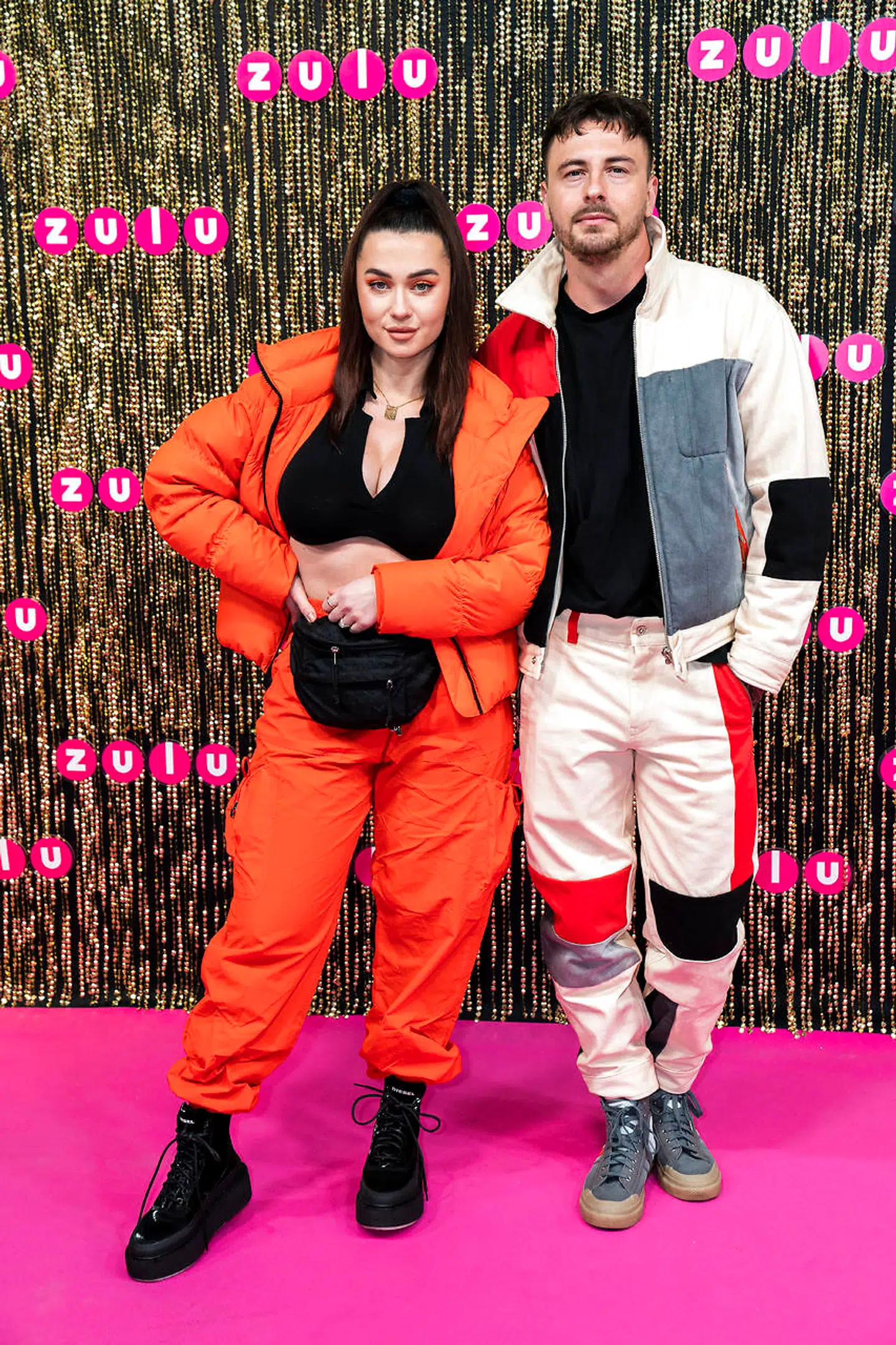 Irina og Faustix på den røde løber ved Zulu Awards i KB Hallen torsdag den 29. april 2021. (foto: Martin Sylvest/Ritzau Scanpix 2021).