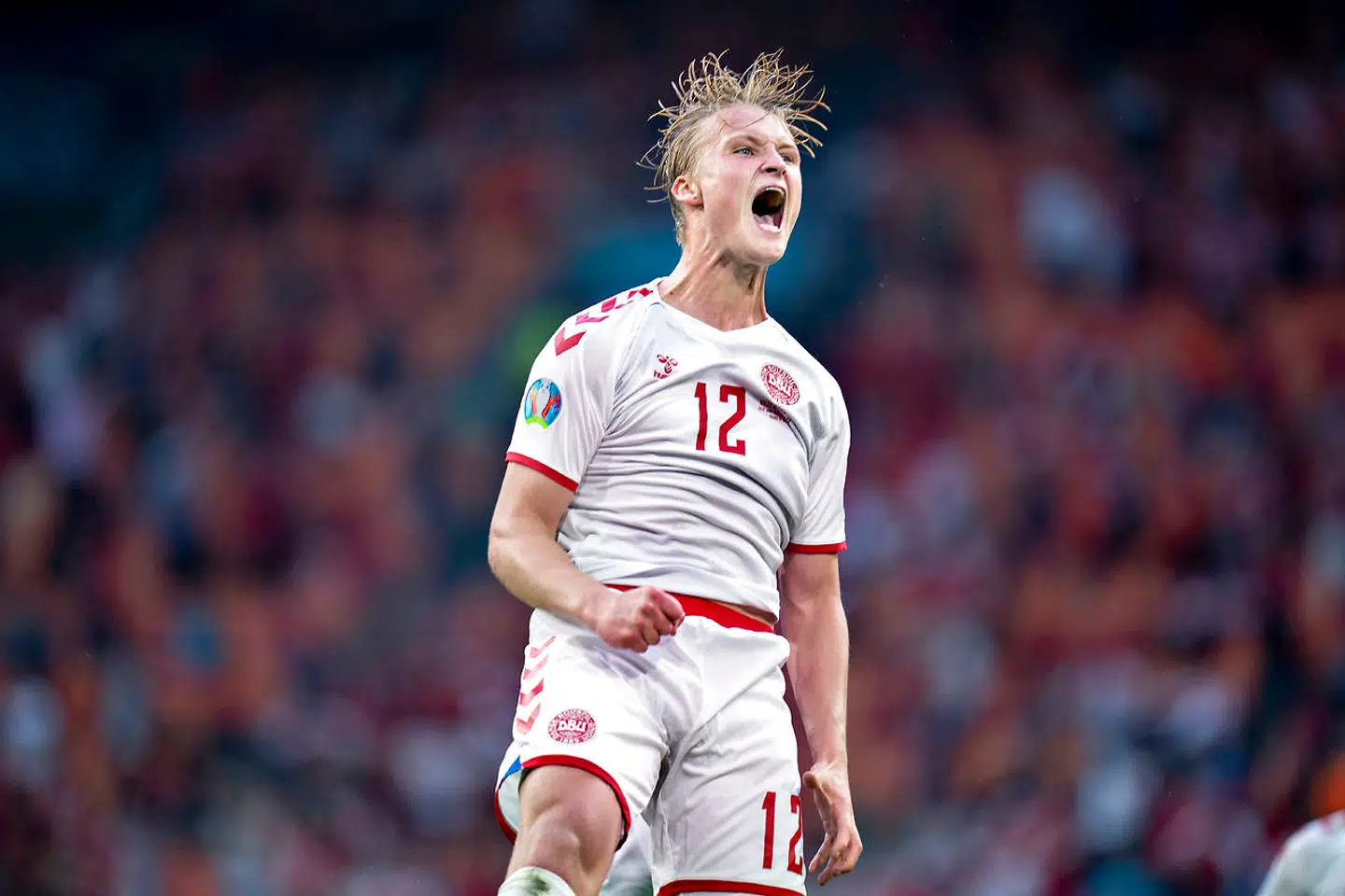 Kasper Dolberg til 2-0 under 1/8-delsfinalen mellem Danmark og Wales på Amsterdam ArenA i Holland lørdag 26. juni 2021.