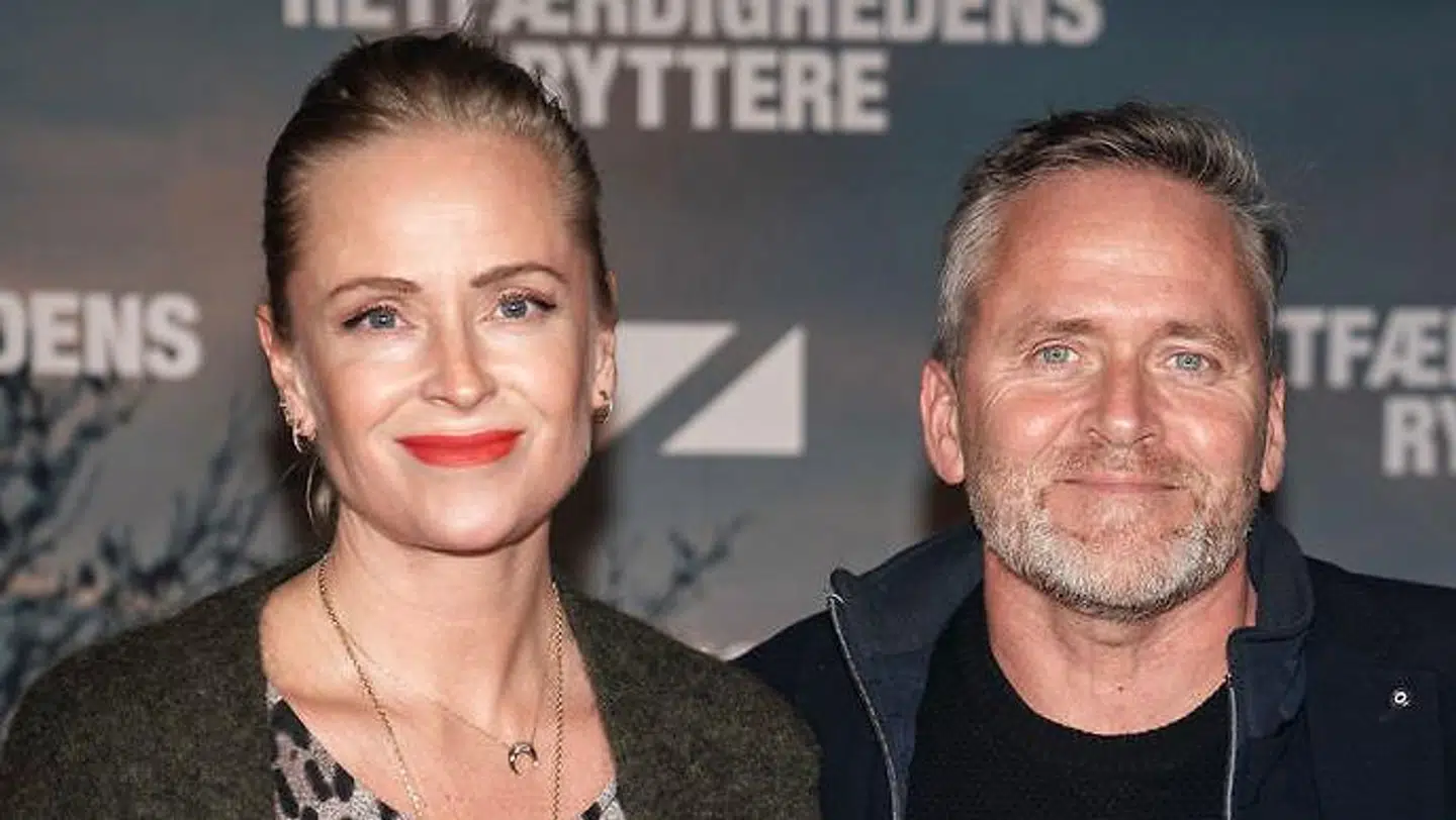 Anders Samuelsen og Christina Sunn til gallapremieren på Anders Thomas Jensens komedie "Retfærdighedens ryttere" i Imperial i København onsdag den 18. november 2020. (Foto: Emil Helms/Ritzau Scanpix)