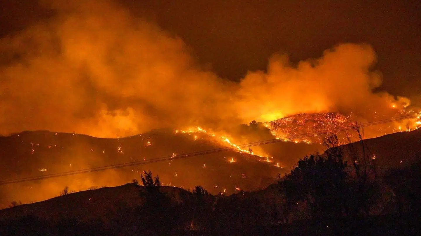 Træer i brand op og ned af siderne af bjergkæden Throodos i det sydlige Cypern.