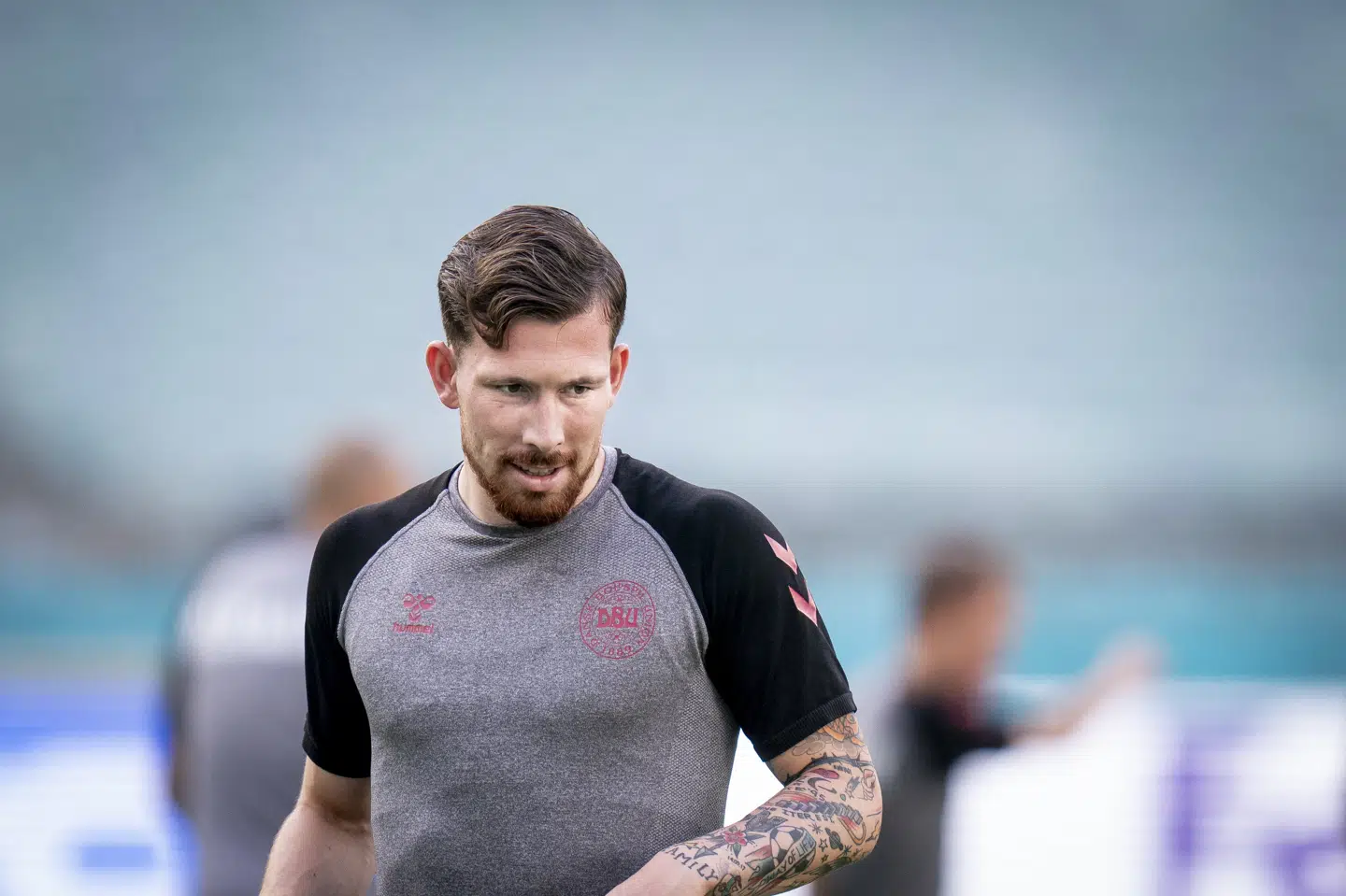 Pierre-Emile Højbjerg og det danske fodboldlandshold rykker tirsdag ind på Tottenhams træningsanlæg. Liselotte Sabroe/Ritzau Scanpix