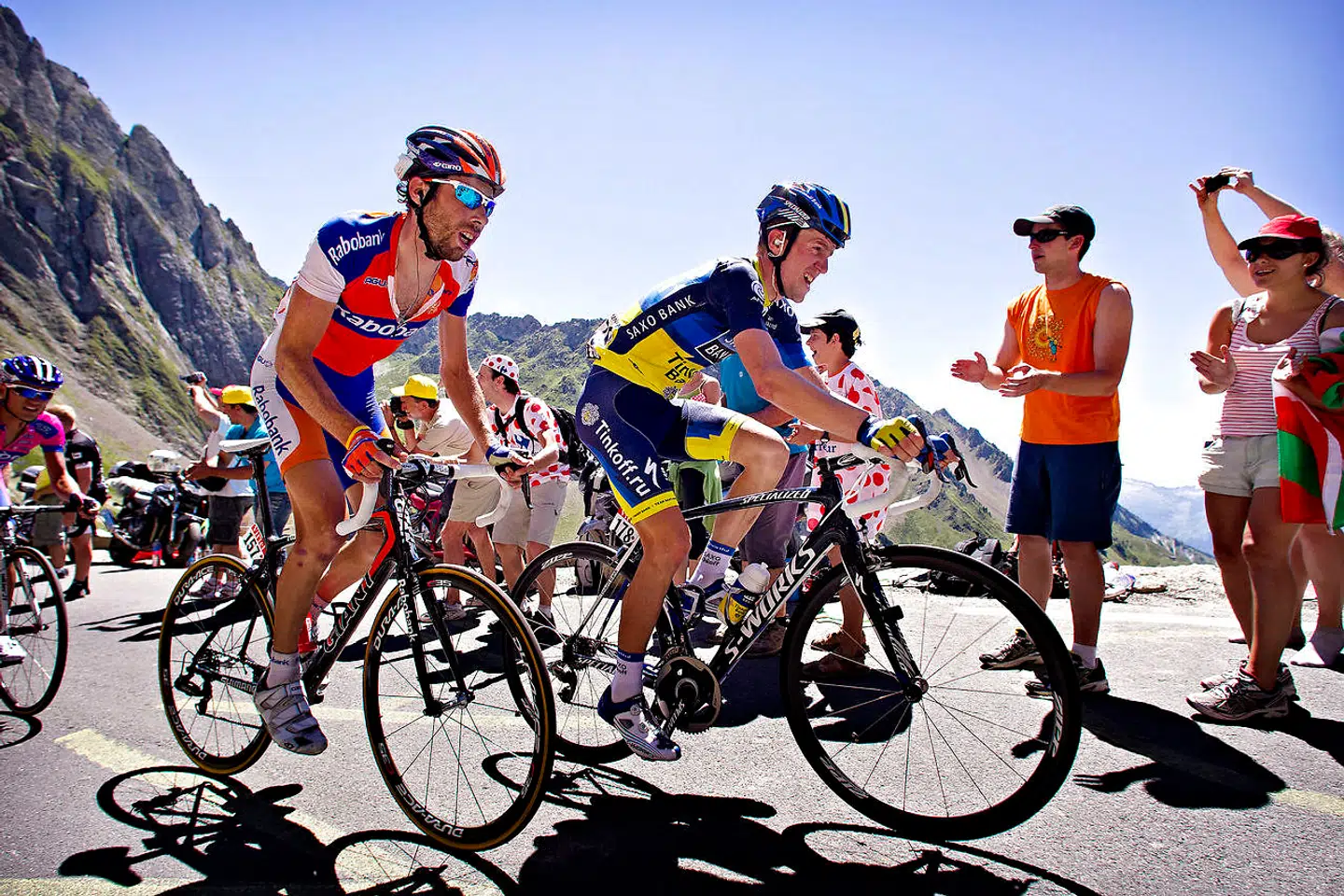 Chris Anker Sørensen (th.) deltog i Tour de France som rytter fem gange: i 2009, 2010, 2011, 2012 og 2016.