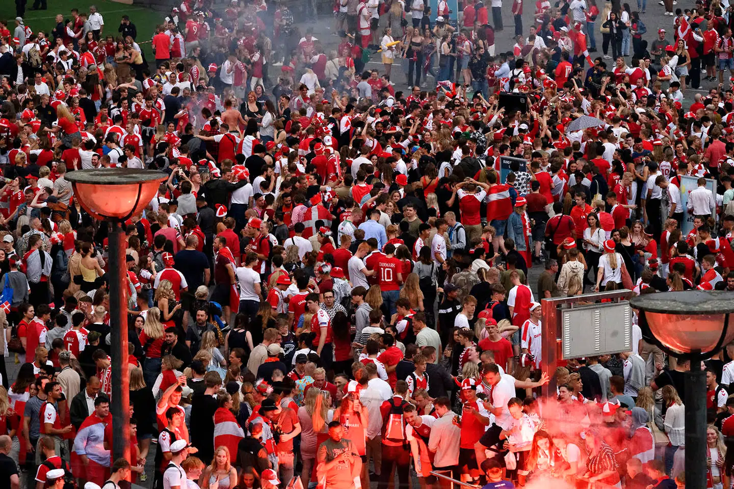 Her er et billede fra Rådhuspladsen efter EM-kampen lørdag.