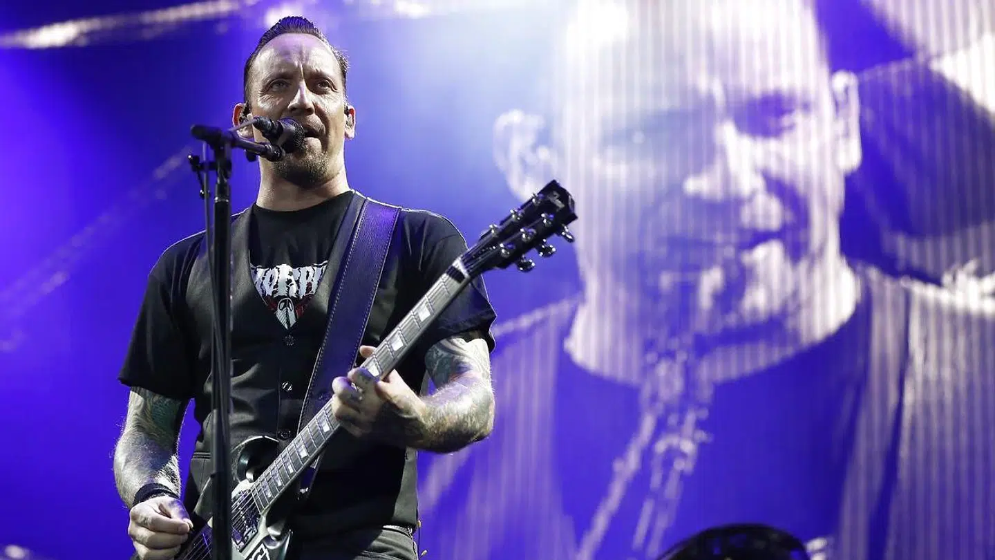 Forsangeren Michael Poulsen til en Volbeat-koncert i Schweiz i august 2017.
