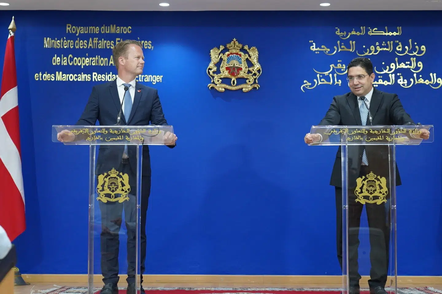 Udenrigsminister Jeppe Kofod (S) diskuterede onsdag migration med Marokkos udenrigsminister, Nasser Bourita, i Marokkos hovedstad, Rabat. Victor Boysen, Udenrigsministeriet/Free