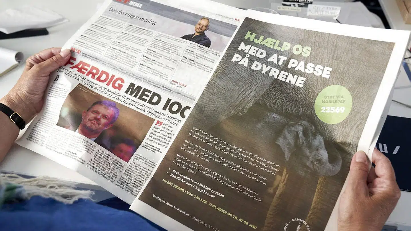Zoologisk Have har tidligere haft annoncer i blandt andet B.T. for at bede om økonomiske donationer.