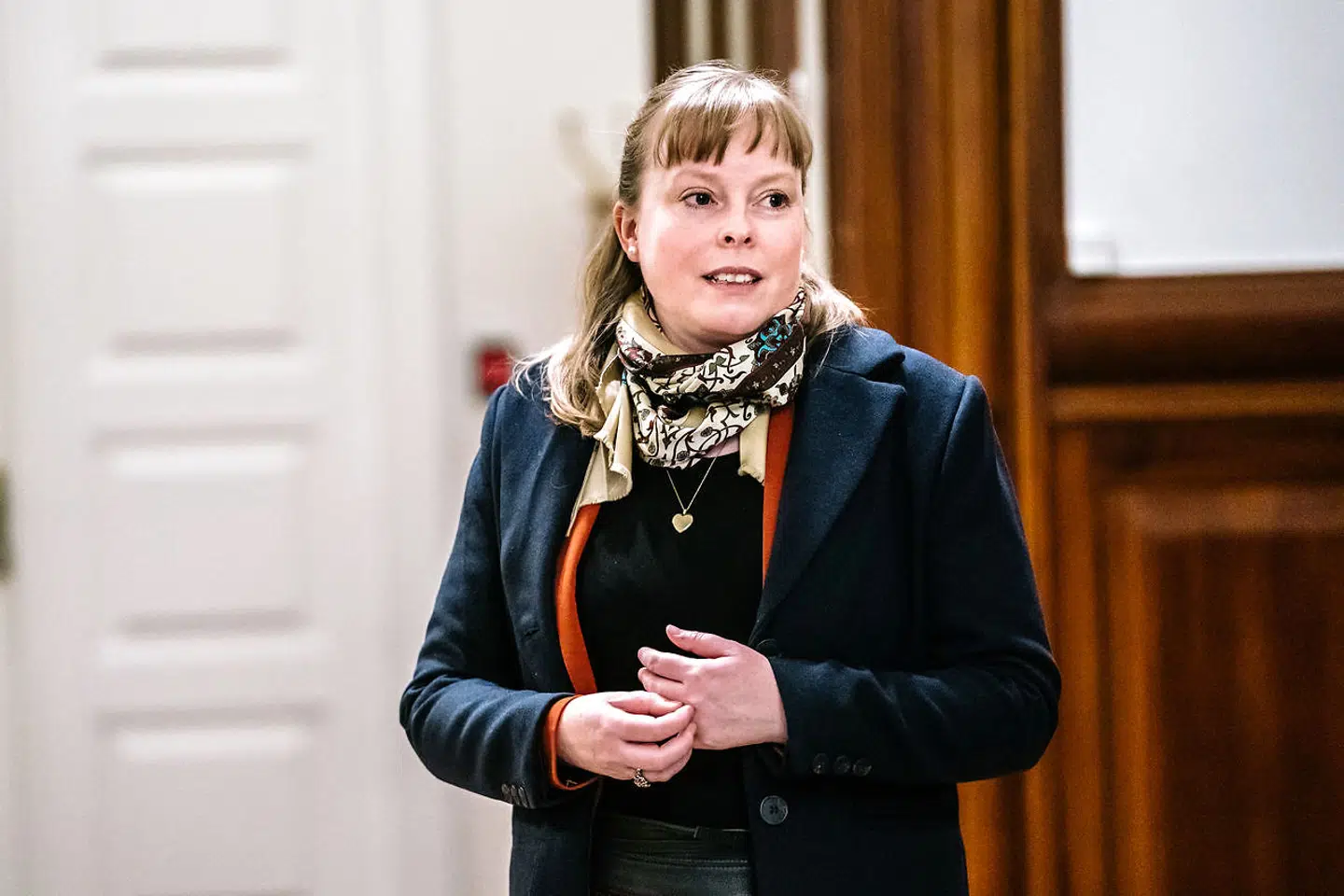 Kulturminister Joy Mogensen (S) ankommer til samråd om udendørs sportsbegivenheder på Christiansborg onsdag den 14. april 2021. (Foto: Emil Helms/Ritzau Scanpix)