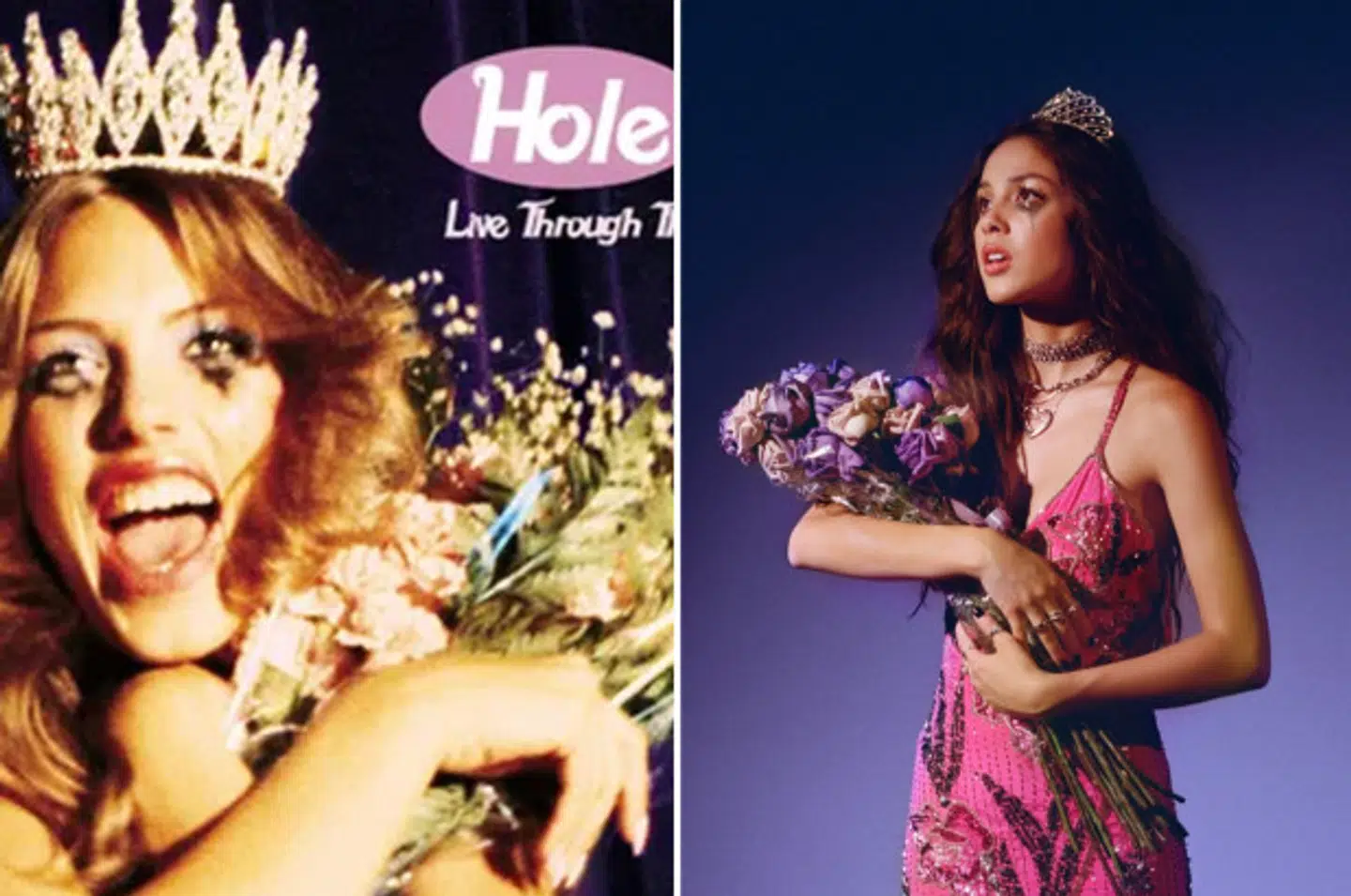 Her ses Couteney Loves coverfoto ved siden af Olivia Rodrigos pr-billede.