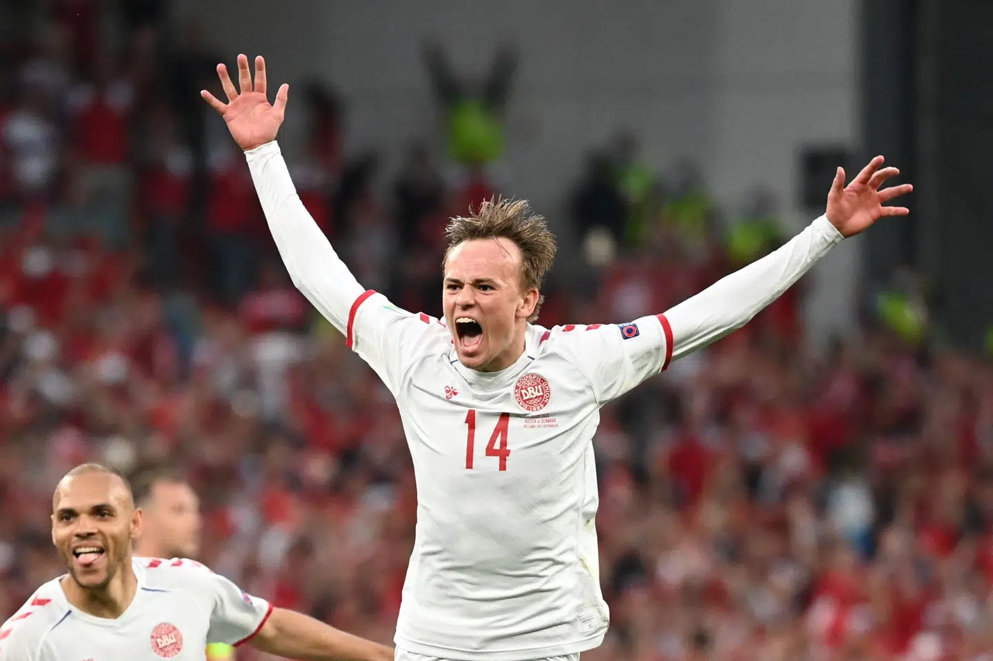Mikkel Damsgaard har fået sit gennembrud på landsholdet ved EM. Jonathan Nackstrand/Ritzau Scanpix