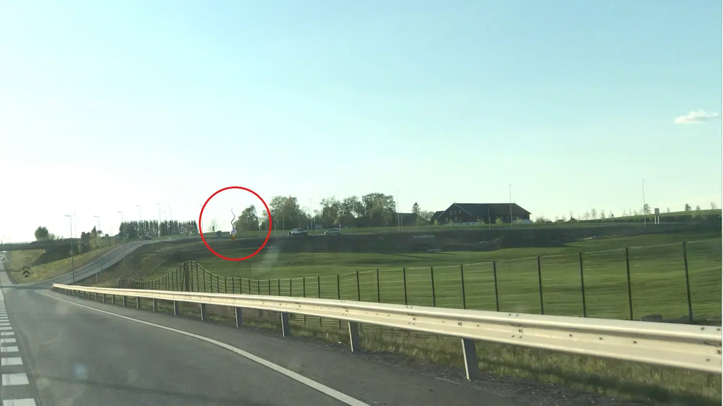 Skulpturen set fra vejen