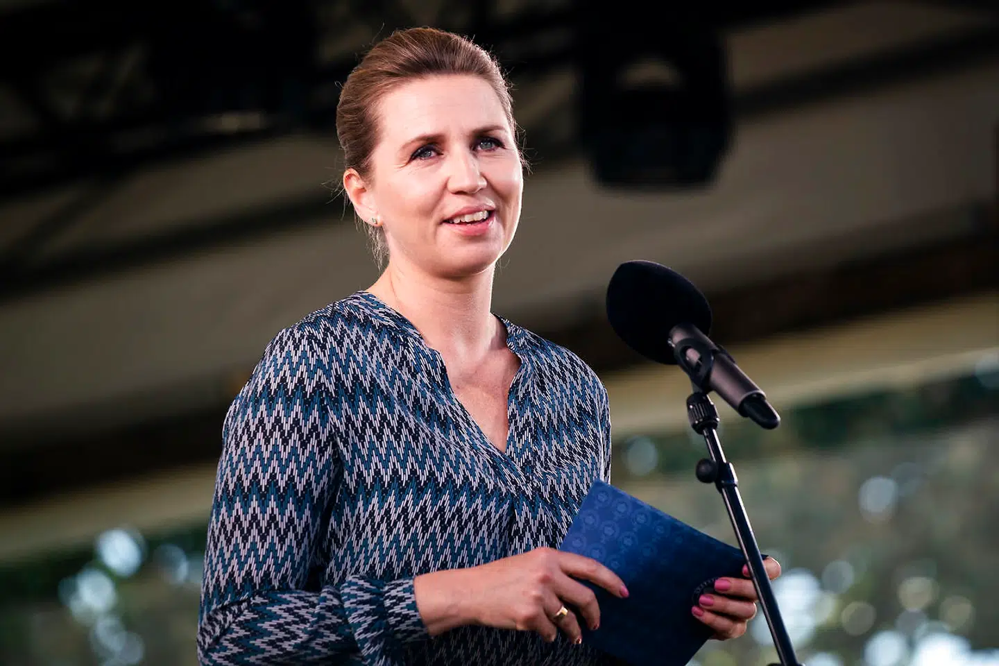 Statsminister Mette Frederiksen, da Folkemødet åbnes ved et arrangement på Hovedscenen i Allinge, torsdag den 17. juni 2021.