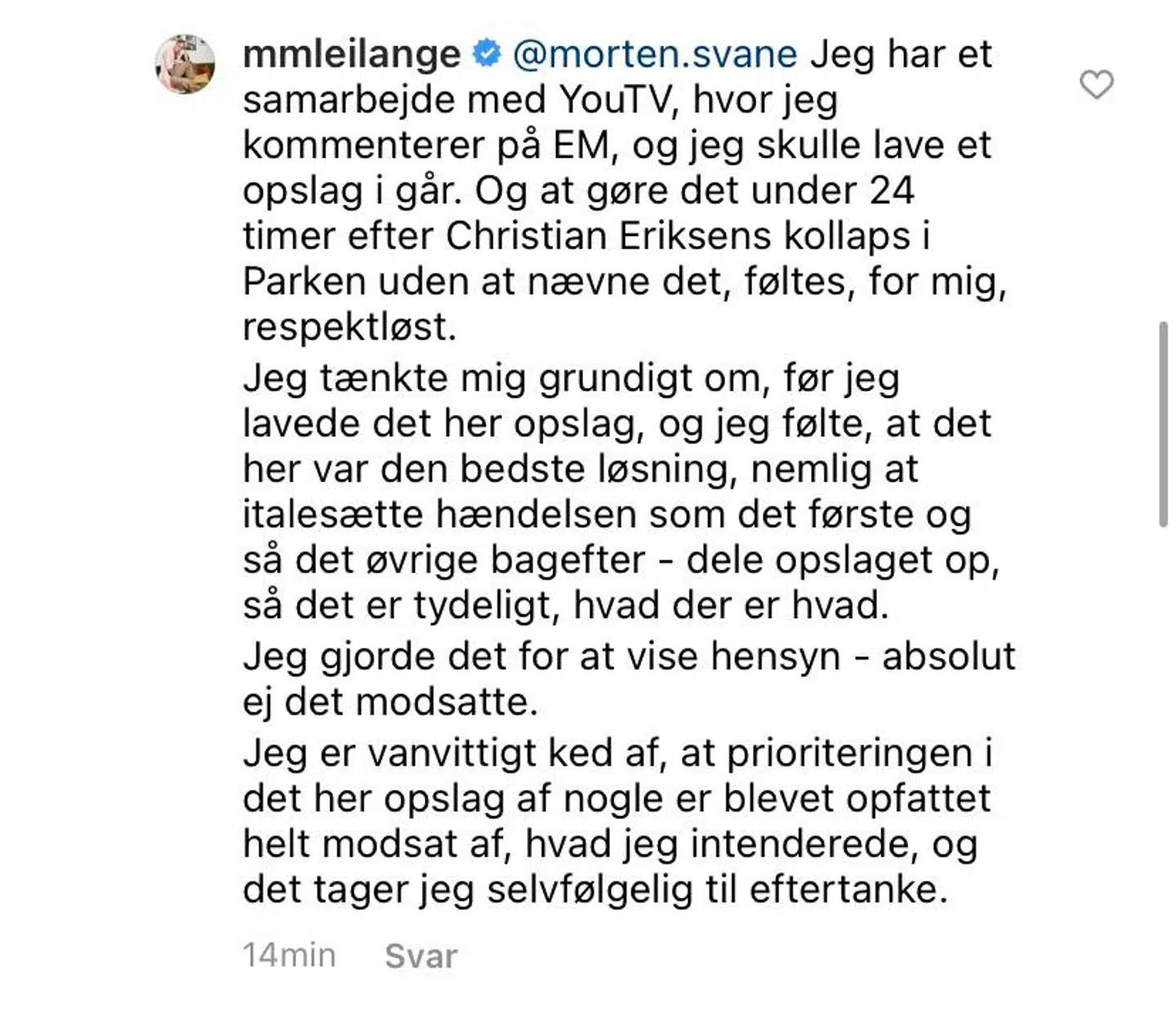 Mette Marie Lei Langes forklarer, hvilke tanker der lå bag opslaget. Foto: Screenshot