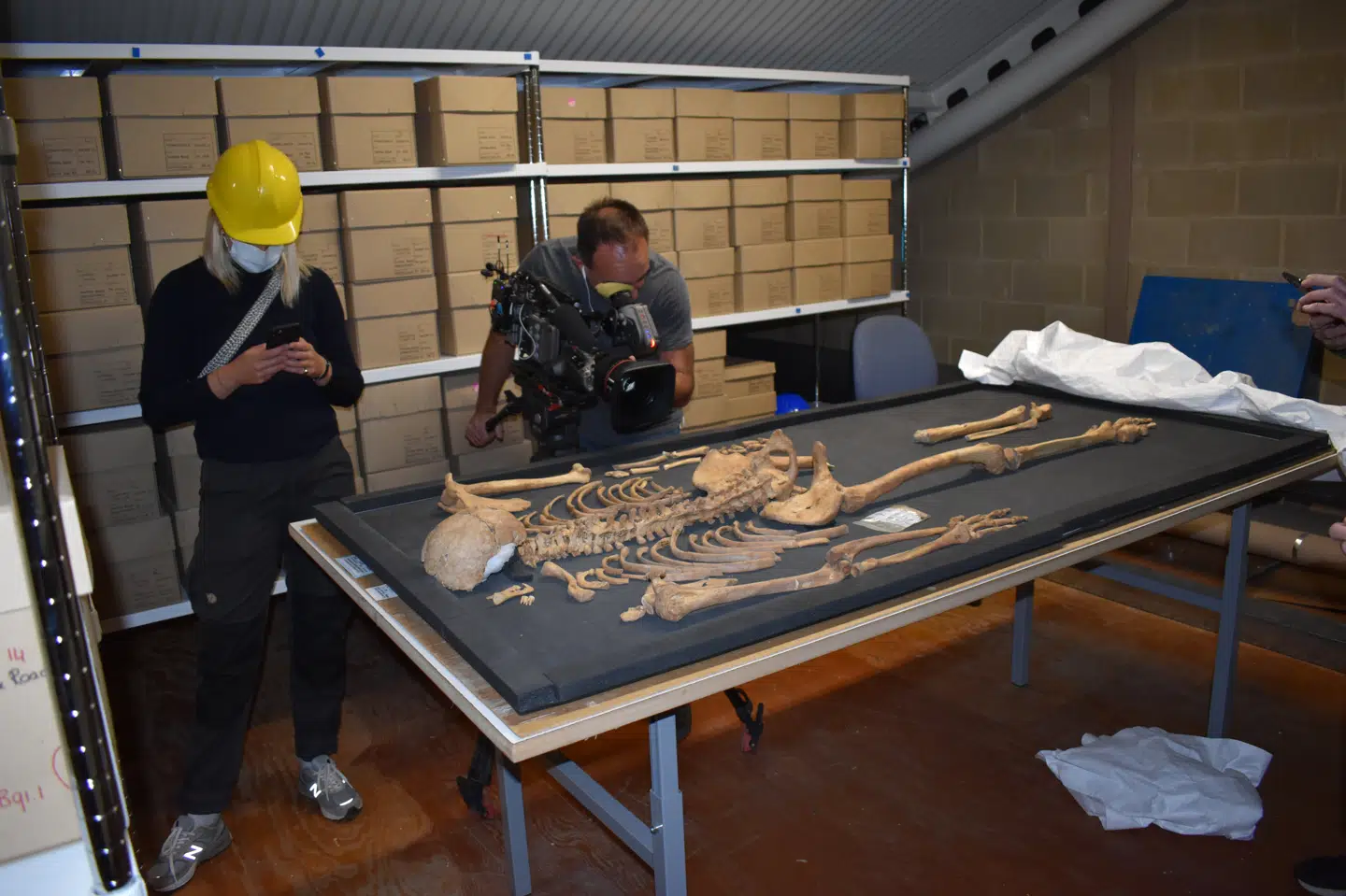 Forskere har som noget nyt kunne koble to skeletter fra vikingetiden og bevise deres slægtsskab til hinanden. Skeletterne kan ses i en ny udstilling på Nationalmuseet. Thames Valley Archaelogical Services/Free