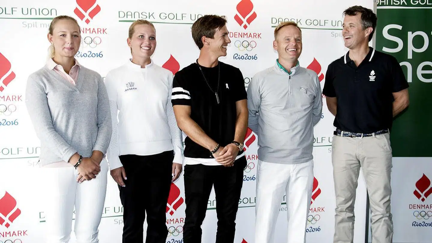 Kronprins Frederik er meget interesseret i sport og ses her i 2016 med de danske golfspillere forud for OL.