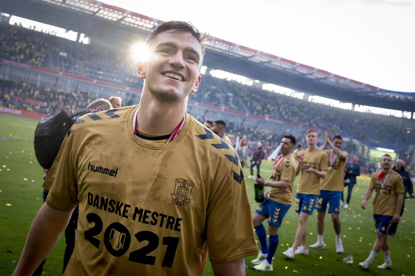Brøndbys Mikael Uhre kunne sammen med holdkammeraterne juble over mesterskabet.