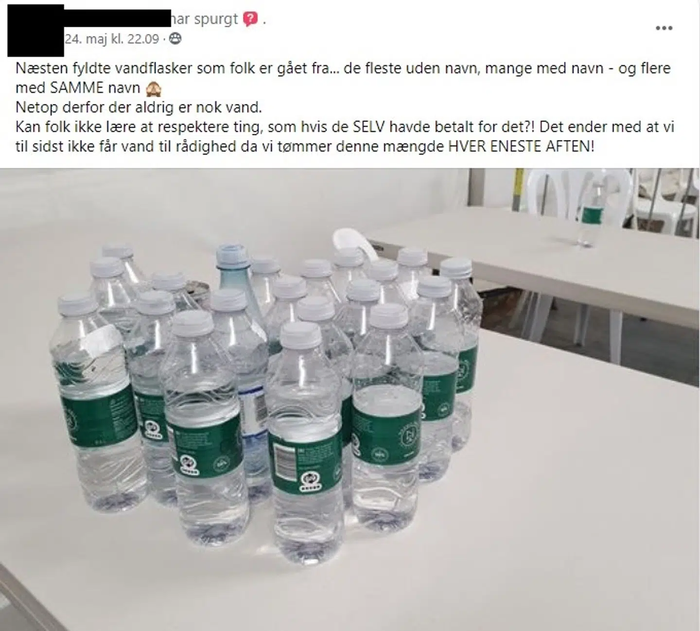 Screenshot fra opslaget i medarbejder-gruppen.