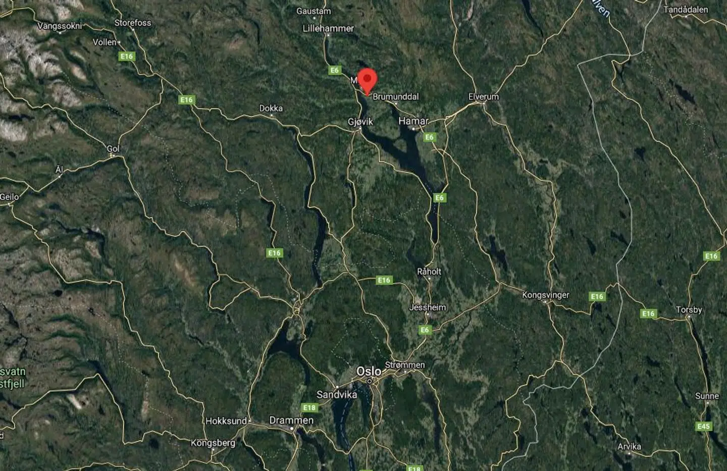 Ringsaker nord for Oslo.