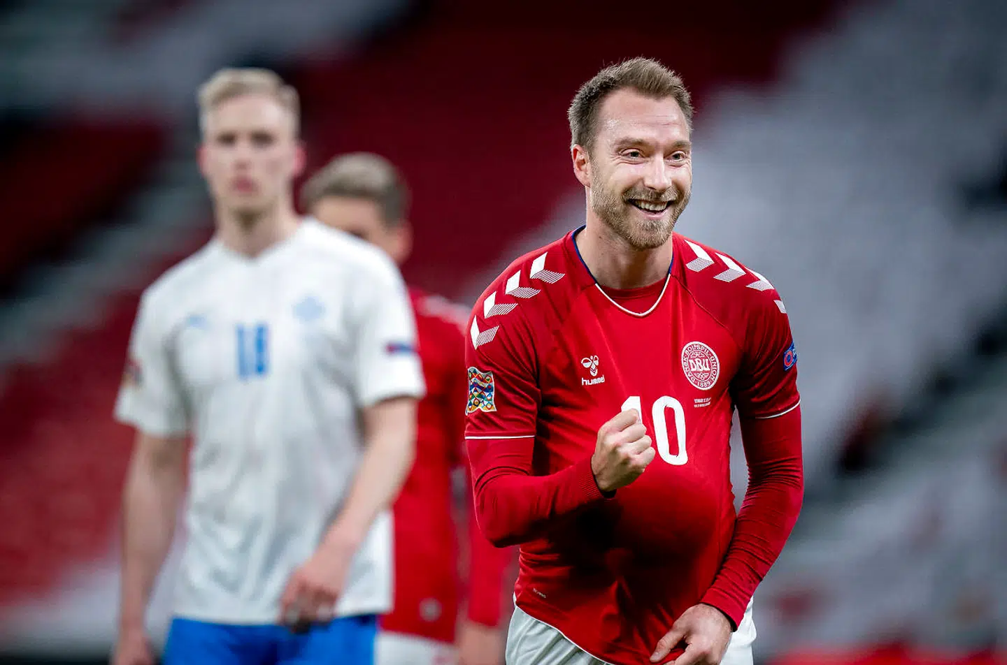 Danmarks Christian Eriksen til 1-0 under Nations League kampen mellem Danmark- Island i Parken, søndag den 15 november 2020. (Foto: Liselotte Sabroe/Ritzau Scanpix)