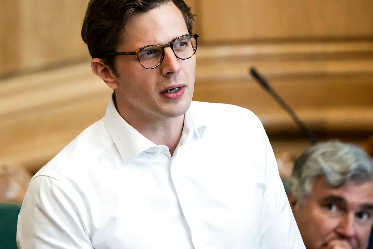 Alex Vanopslagh (LA) under folketingets afslutningsdebat i folketingssalen, onsdag den 2. juni 2021.. (Foto: Emil Helms/Ritzau Scanpix)