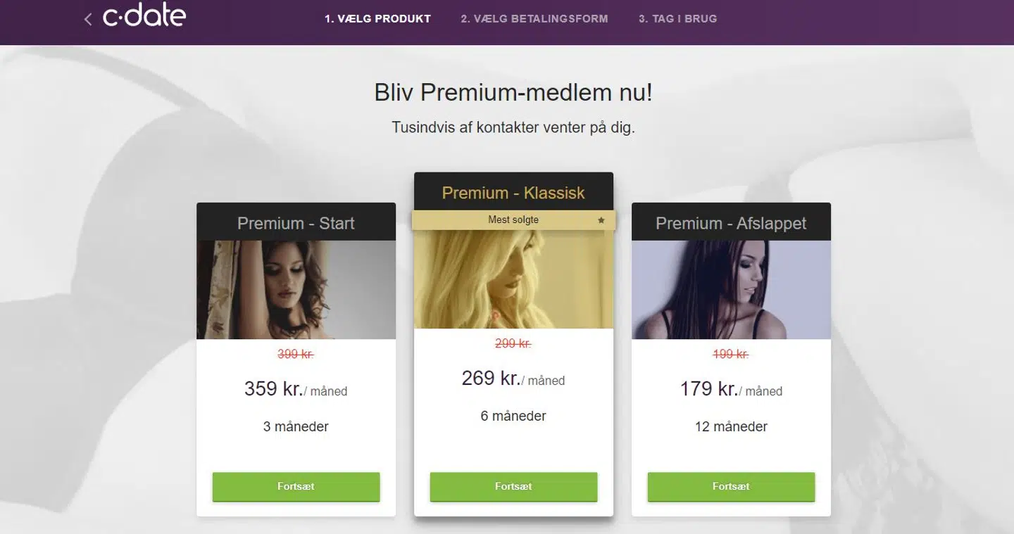 De forskellige typer medlemsskab på C-date.dk.