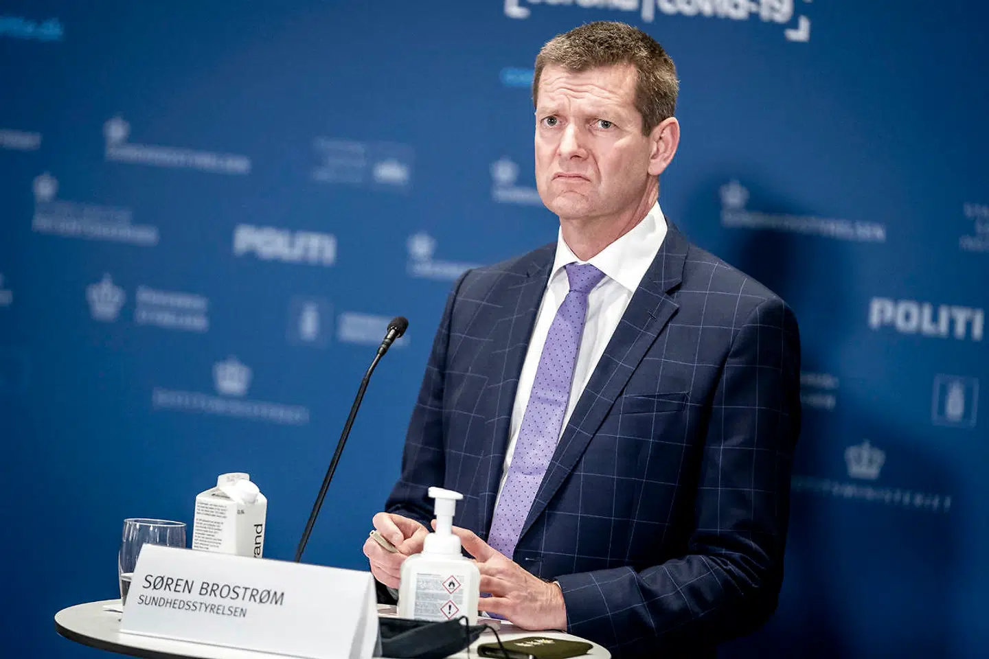 Sundhedsstyrelsens direktør Søren Brostrøm under pressemøde om status på covid-19, genåbning og lokale nedlukninger, i Eigtveds Pakhus i København, torsdag den 25. marts 2021. (Foto: Mads Claus Rasmussen/Ritzau Scanpix)