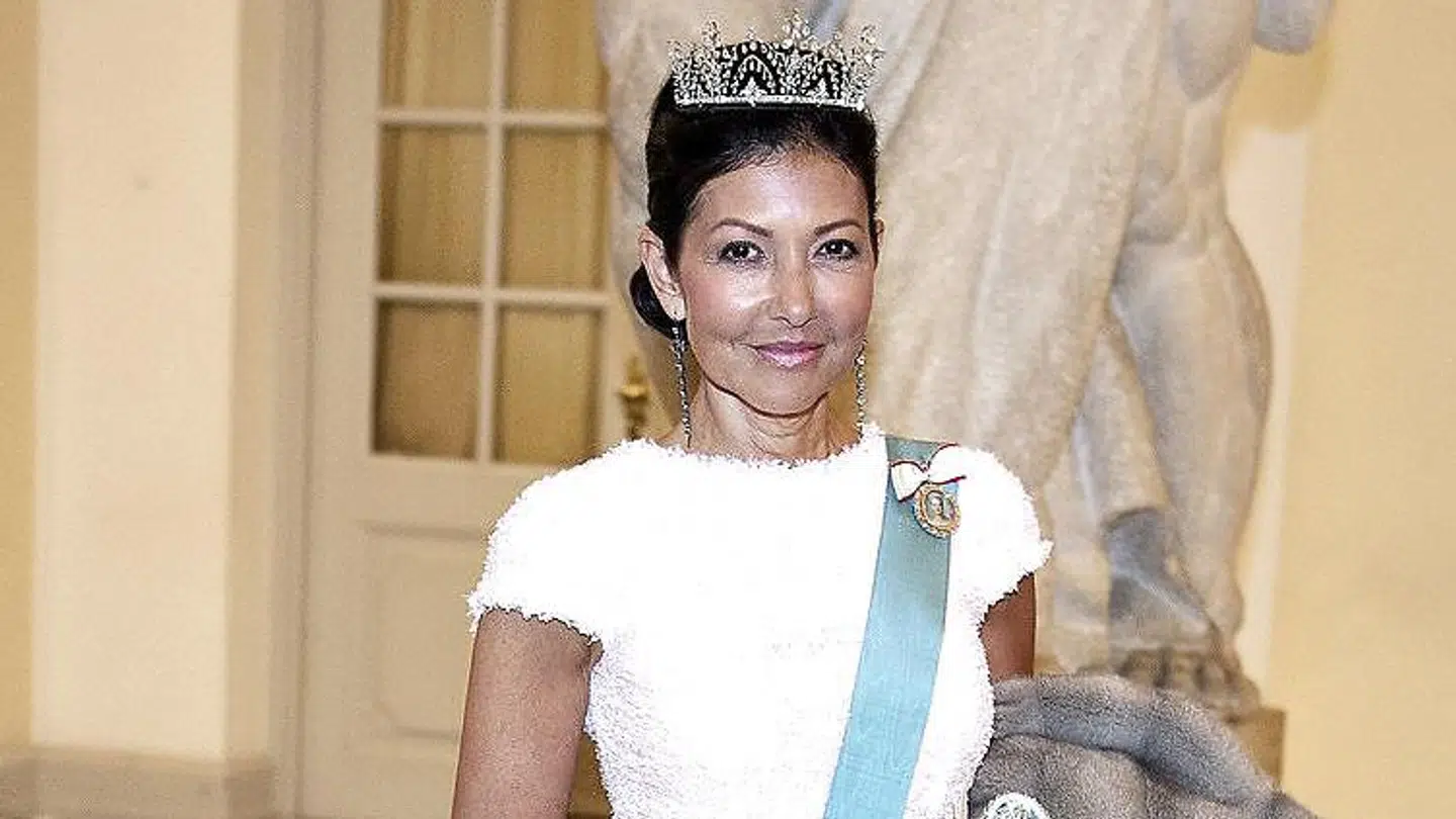 Grevinde Alexandra ved gallataffel på Christiansborg Slot i anledning af kronprinsens 50 års fødselsdag i 2018.