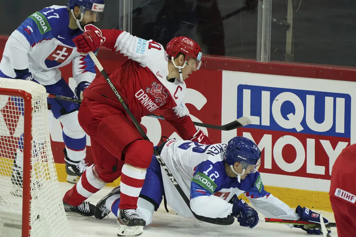 I søndagens kamp mod Slovakiet var Jesper Jensen Aabo på isen i 24 minutter og 31 sekunder. Det svarer nogenlunde til hans gennemsnit under VM. Oksana Dzadan/Ritzau Scanpix