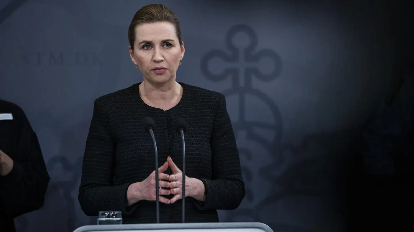 Statsminister Mette Frederiksen på pressemødet i Statsministeriet 11. marts kl. 20.30.