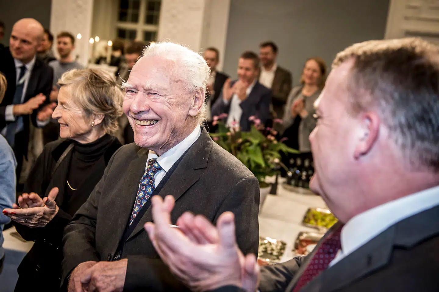 Poul Schlüter og hustruen Anne Marie Vessel Schlüter ved reception på bogen 'Statsministrene' i 2017.