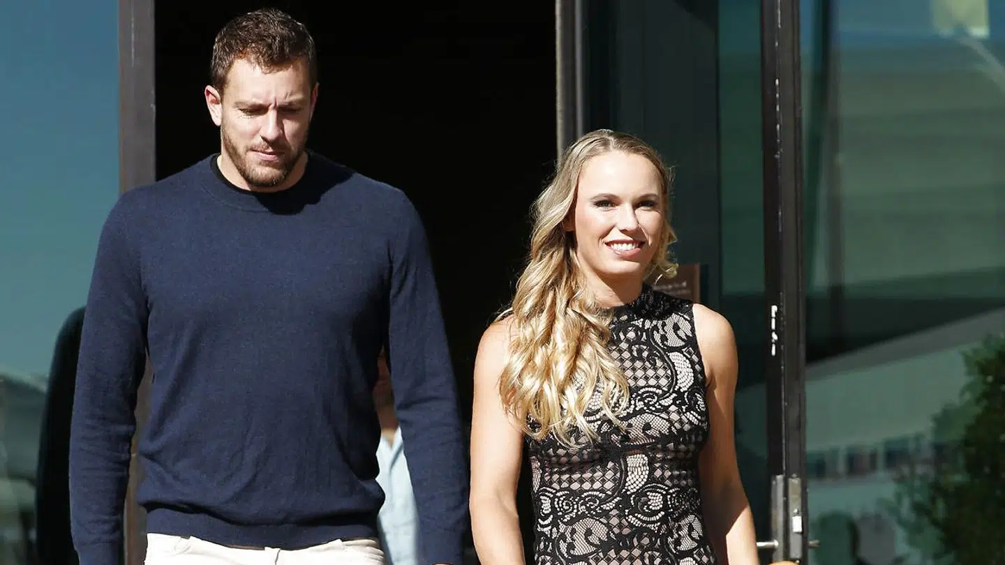 30-årige Caroline Wozniacki sammen med ægtemanden, 38-årige David Lee.