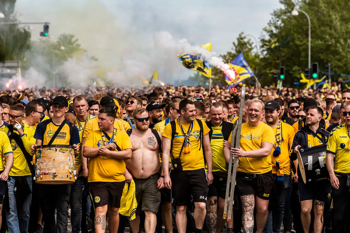 Brøndbyfans før superligakampen imellem Brøndby og FC Nordsjælland på Brøndby Stadion, mandag den 24. maj 2021.. (Foto: Ólafur Steinar Rye Gestsson/Ritzau Scanpix)