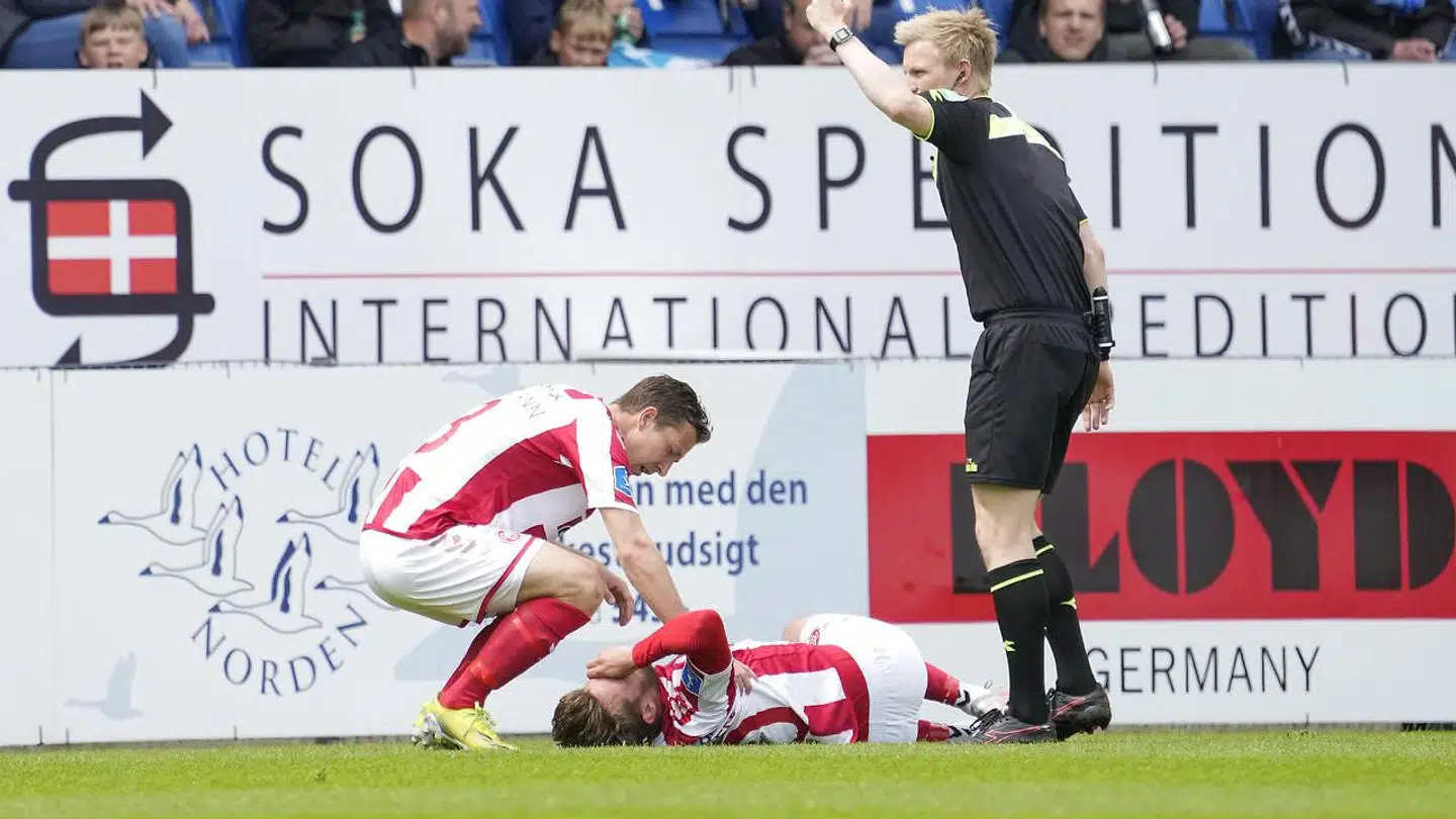 Lucas Andersen måtte udskiftes efter 16 minutter i kampen mod Sønderjyske.